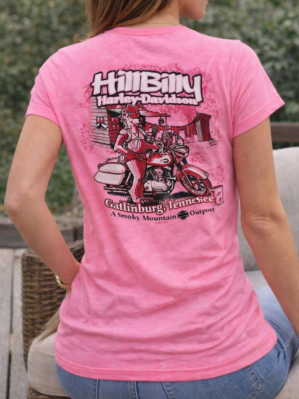 Hillbilly Harley-Davidson Pink Large Womens Shirt Gatlinburg Smoky Mountain NWT